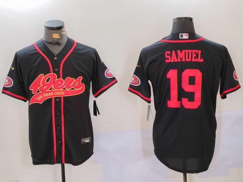 Men%27s San Francisco 49ers#19 Deebo Samuel Black With Patch Cool Base Stitched Baseball Jersey